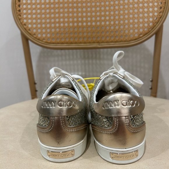 Jimmy Choo Teri Low Top Sneakers – Champagne Gold Glitter - Picture 2 of 7
